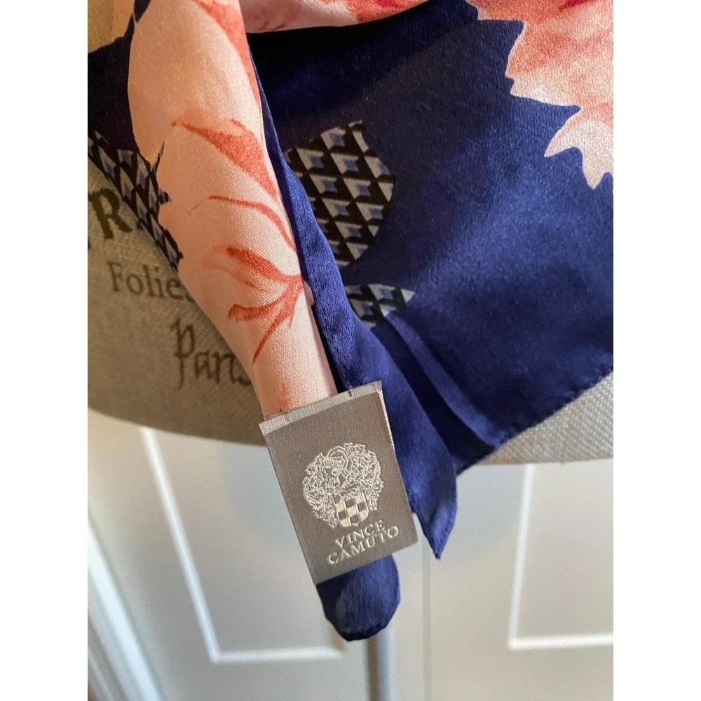 Vince Camuto Scarf Silk Peony Hair Belt Neck Accessory Oblong 17